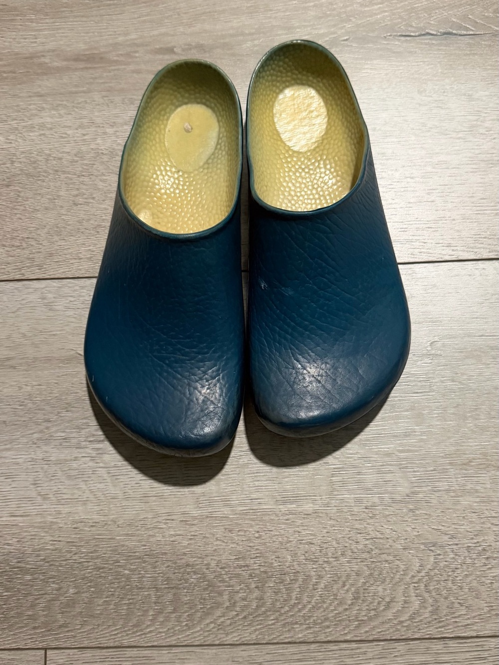 Birkenstock Navy Slip-On Mules with Yellow Insole